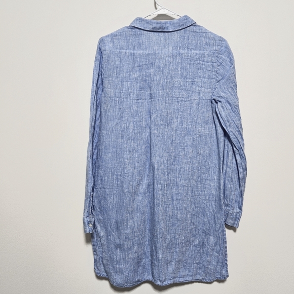 J. Jill Love Linen 100% Linen Tunic Top Button Up Lightweight Spring Blue Small - Picture 4 of 9